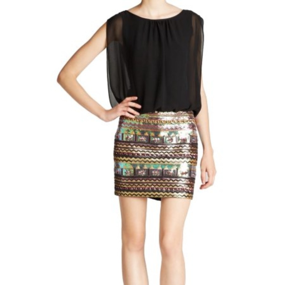 Black Sequin print party dress